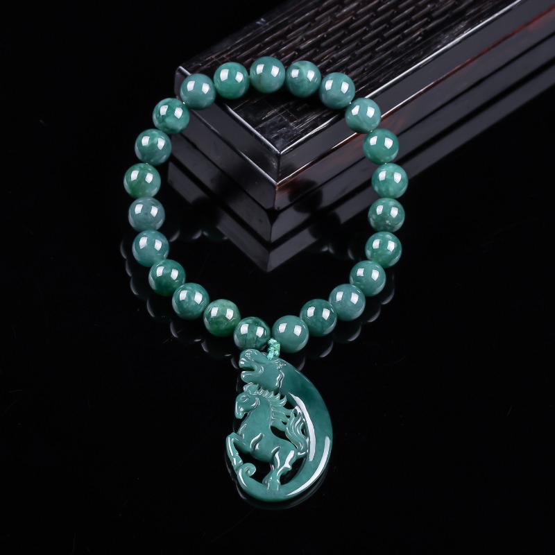 Beading - Naturalny Jadeit Niebieski Wodny Znak Zodiaku