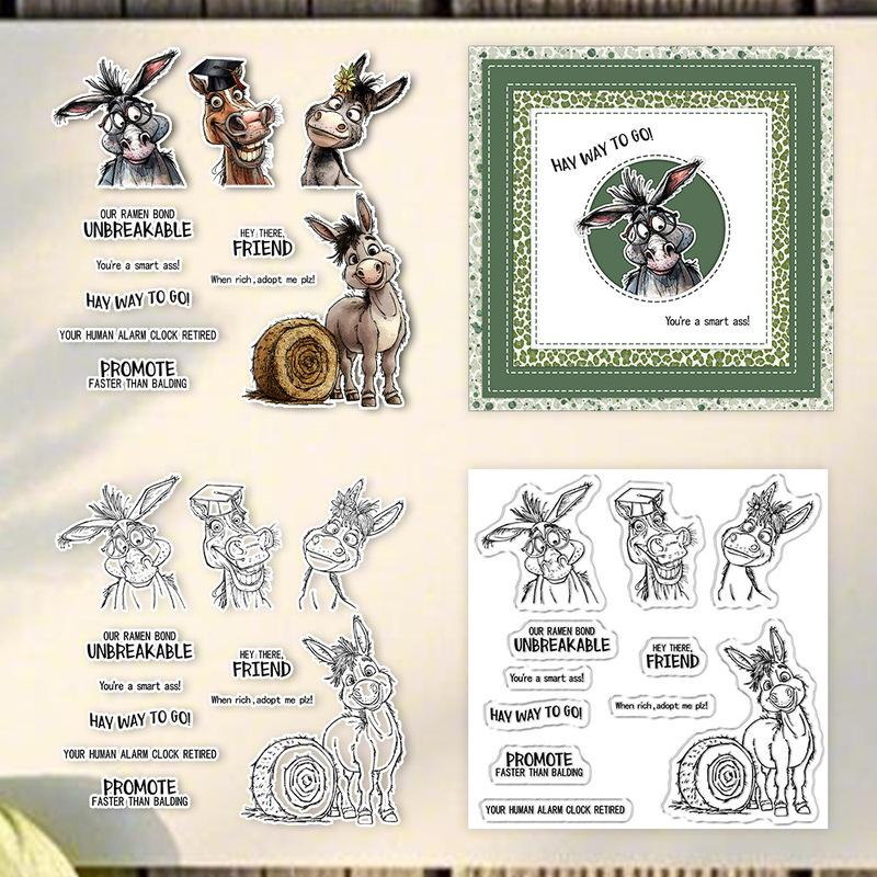 Clear Silicone Stamps For Card Making - Zabawny osiołek na sezon ukończenia szkoły