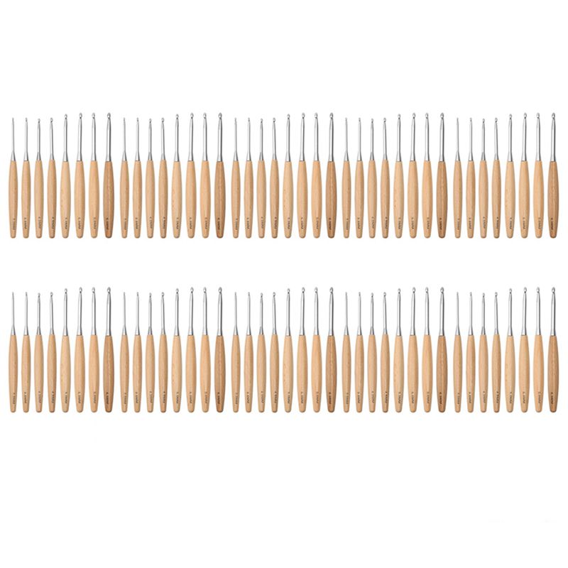 Wooden Crochet Hooks Ergonomic Handle - SEWS-80 szt. drewnianych szydełek do szydełkowania
