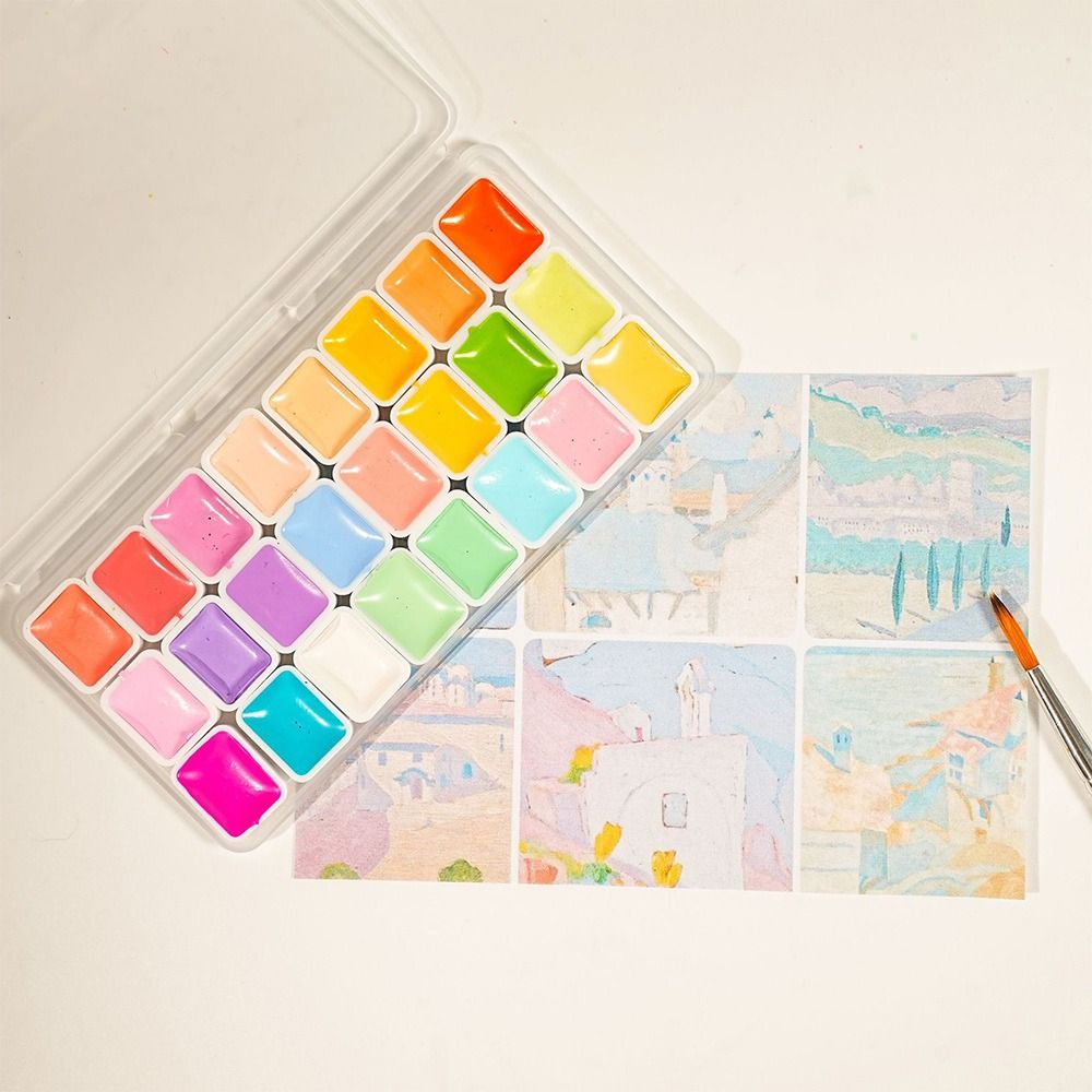Watercolor Paint Set Solid Pigment - Zestaw farb akwarelowych 24 kolory, plastikowe