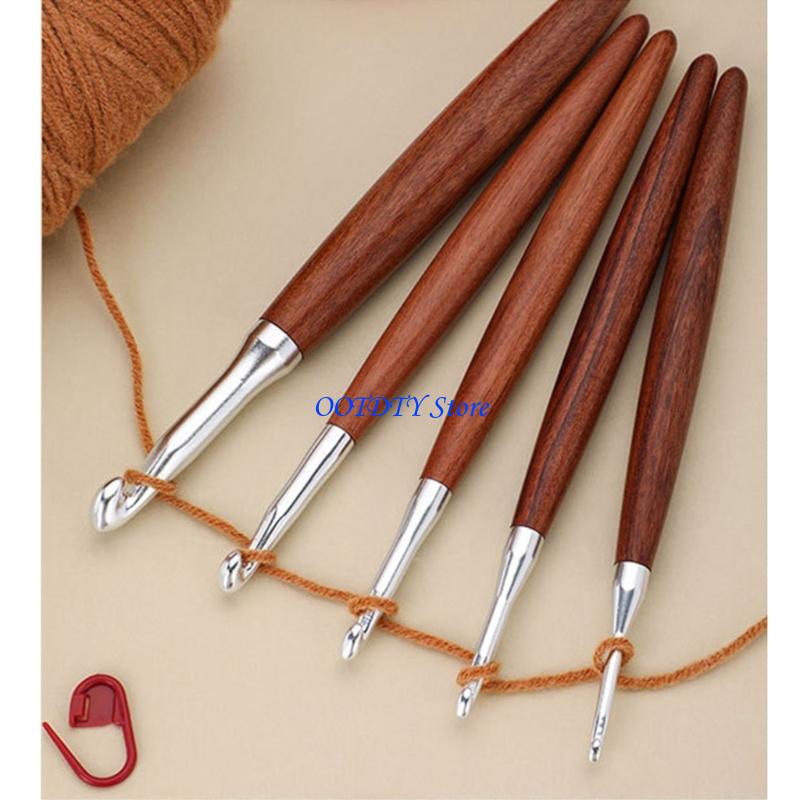 Wooden Crochet Hooks Ergonomic Handle - 367A 8 sztuk ergonomiczny uchwyt do