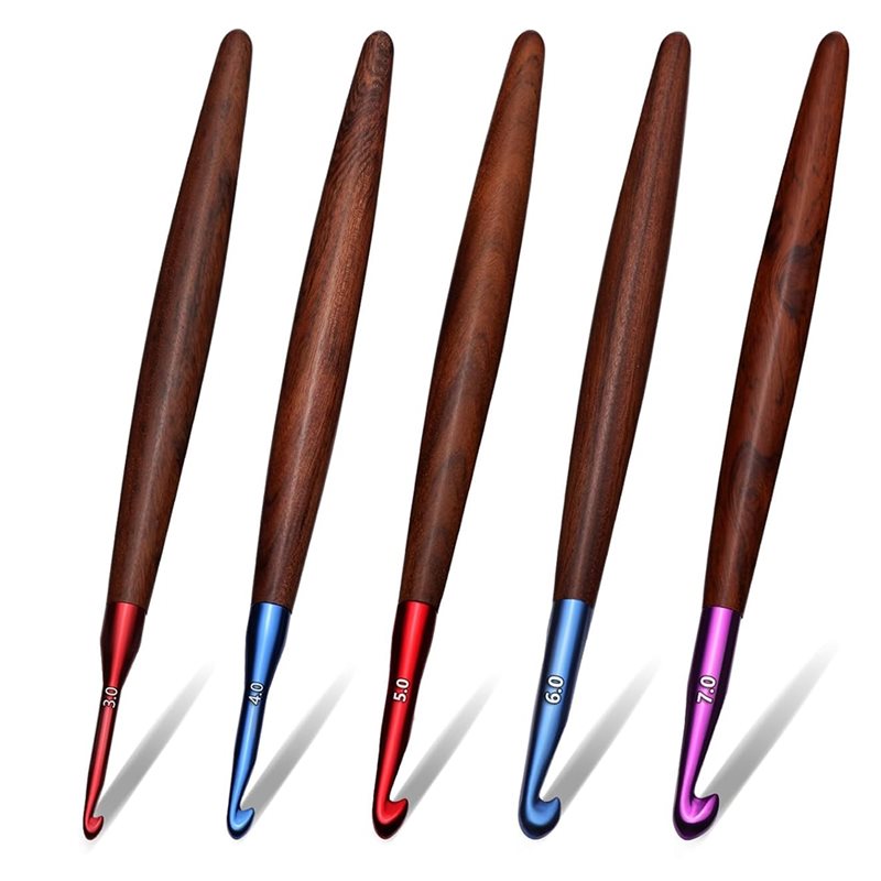 Wooden Crochet Hooks Ergonomic Handle - A59Z - Ergonomiczne drewniane szydełka dla