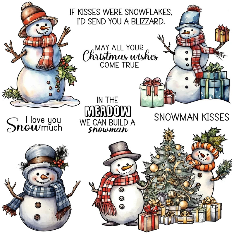 Clear Silicone Stamps For Card Making - Zimowy Bałwanek Świąteczne Wykrojniki Przezroczysty Stempel