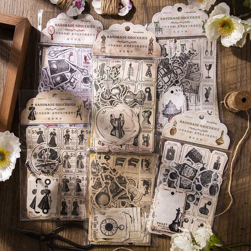60 sztuk naklejki w stylu vint – Vintage Junk Journal Scrapbooking Paper recenzja i cena