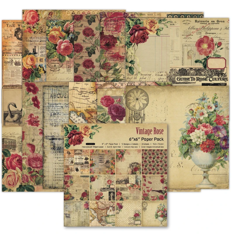 Notatnik do scrapbookingu z ró – Vintage Junk Journal Scrapbooking Paper recenzja i cena