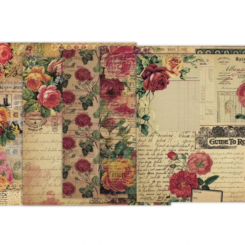 Notatnik do scrapbookingu z ró – Vintage Junk Journal Scrapbooking Paper recenzja i cena