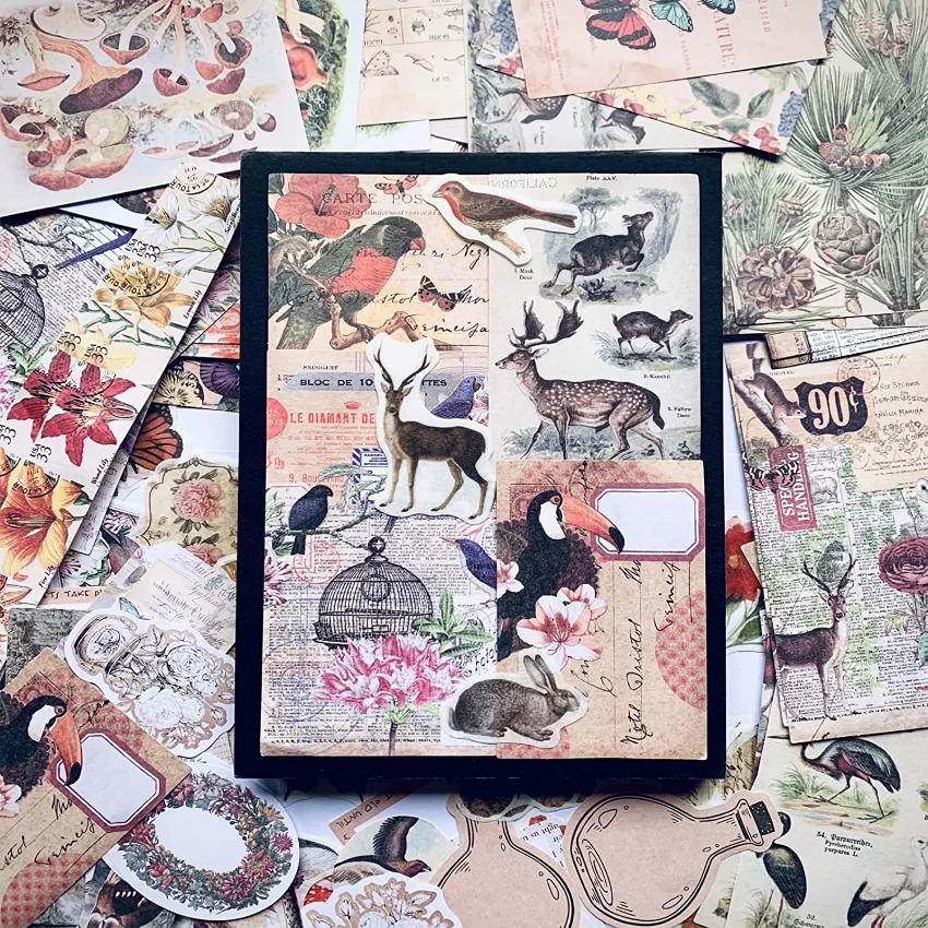 Naklejki Vintage do Journaling – Vintage Junk Journal Scrapbooking Paper recenzja i cena