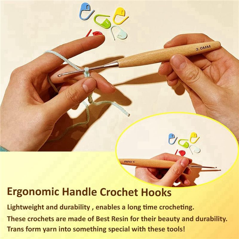 SEWS-80 szt. drewnianych szyde – Wooden Crochet Hooks Ergonomic Handle recenzja i cena