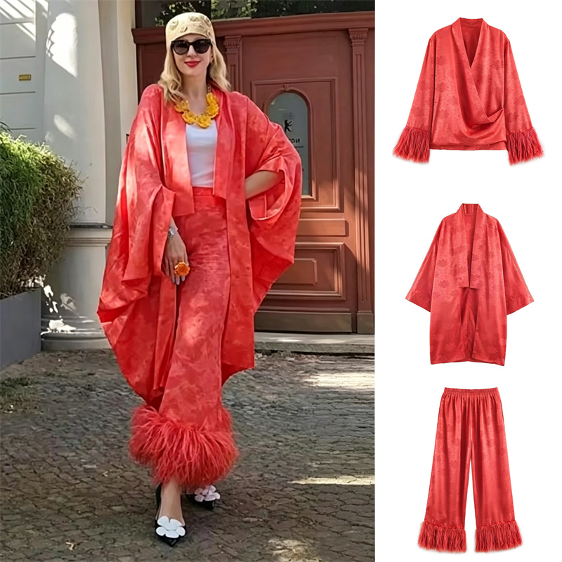 Damskie kimono z czerwonego sa – Embroidery recenzja i cena