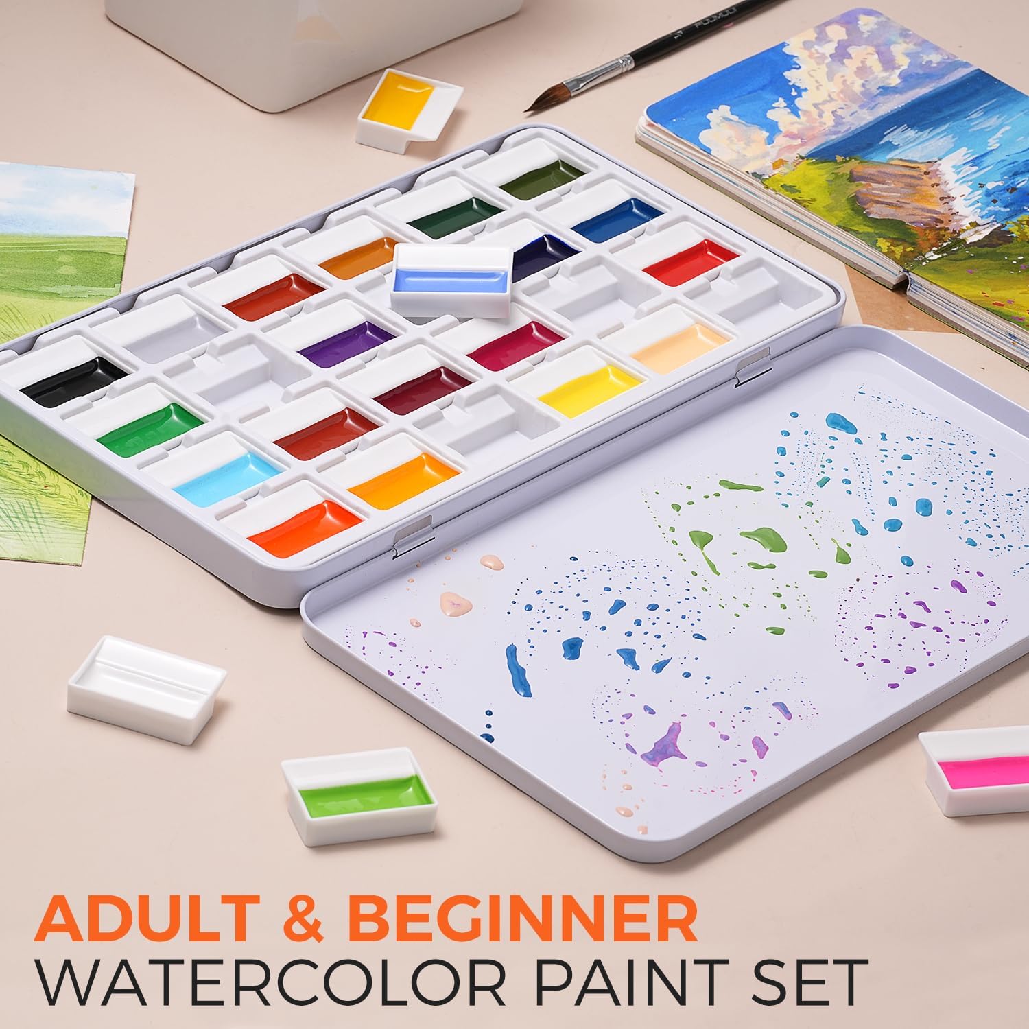 Zestaw 24 kolorów nieprzezrocz – Watercolor Paint Set Solid Pigment recenzja i cena