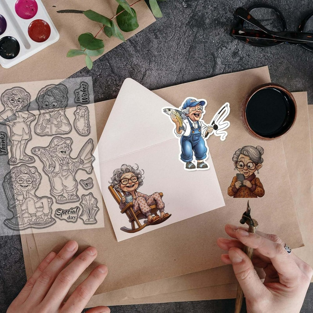 Uśmiechnięta starsza dama wycz – Clear Silicone Stamps For Card Making recenzja i cena
